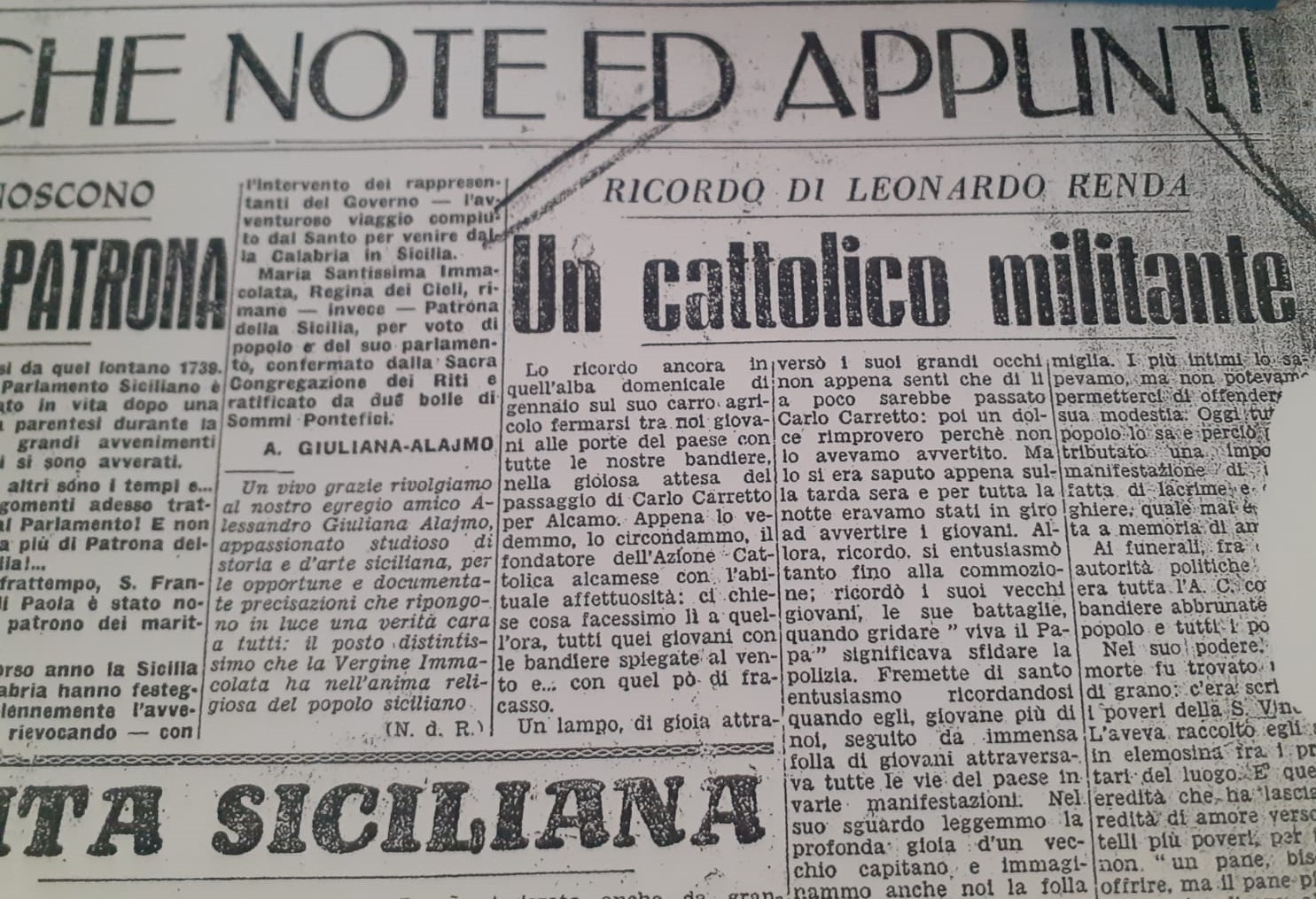 Un cattolico militante. In ricordo di Leonardo Renda